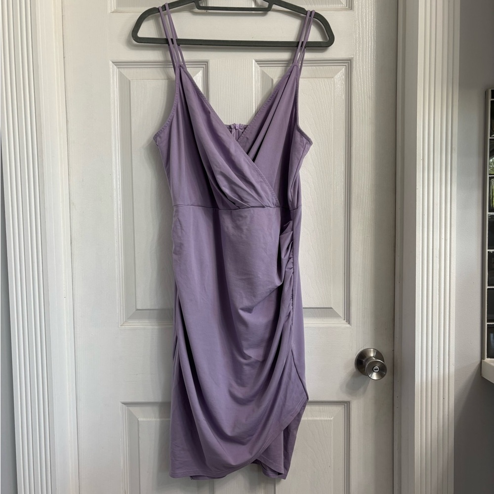 Grace Karin Dinner Dance Bodycon Mini V-neck Lavender Dress XL 50’s Pin-up